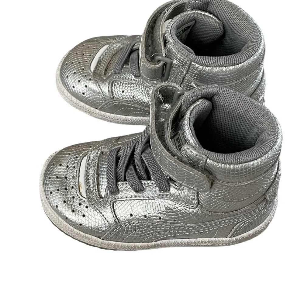 Puma Sky II High Holographic Little Kid's Shoes Silver Size 5C